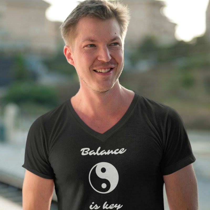 Balance Is Key- Men's V-Neck Black Short-Sleeve