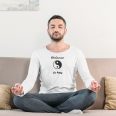 Balance Is Key- Men's White Long-Sleeve Fitted T-shirt