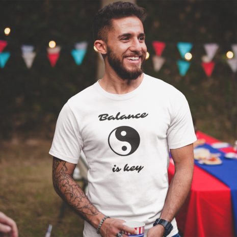 Balance Is Key Unisex T-shirt White Male Balance Is Key Unisex T-shirt White Male