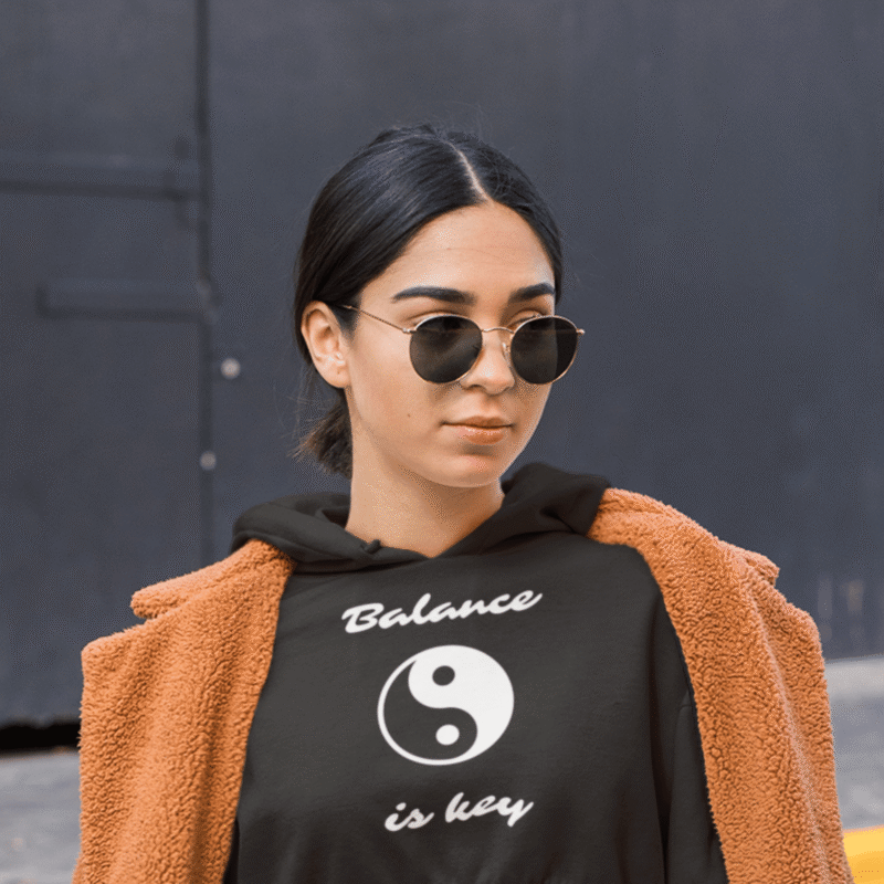 Balance Is Key - Women's Crop Hoodie (Black)