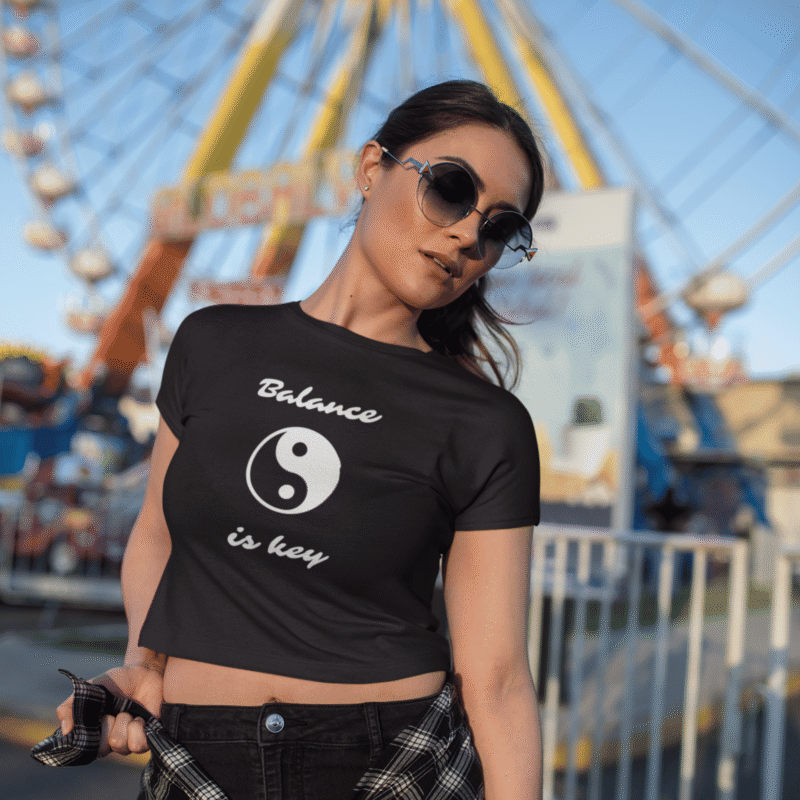 balance is key crop top womens black