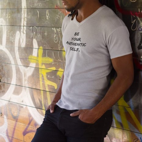 Be Your Authentic Self- Men's White V-Neck T-shirt clothing