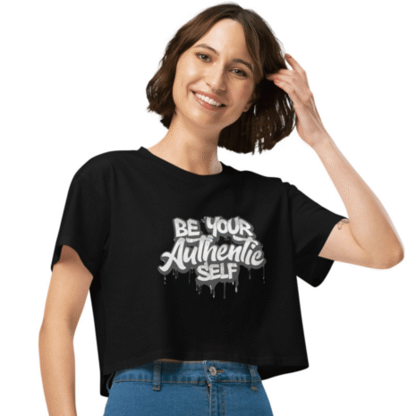 Be Your Authentic Self Womens Crop Top-Black