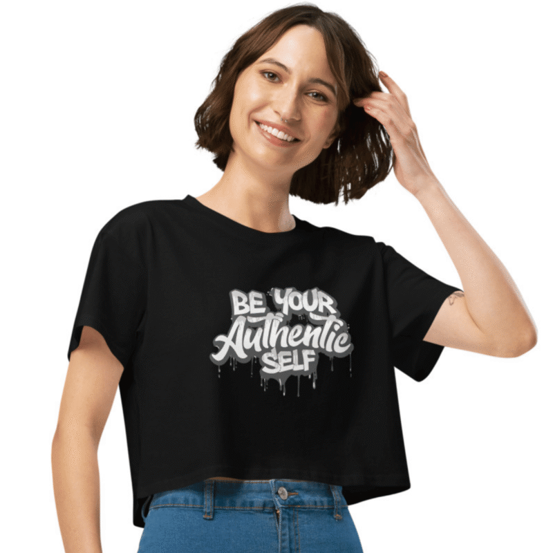 Be Your Authentic Self Womens Crop Top-Black