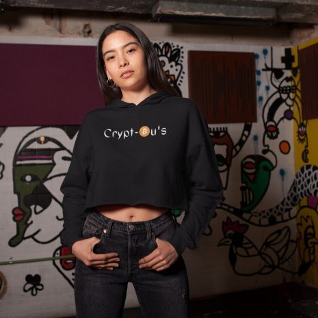 Bitcoin Crypto'us Womens Black Crop Hoodie