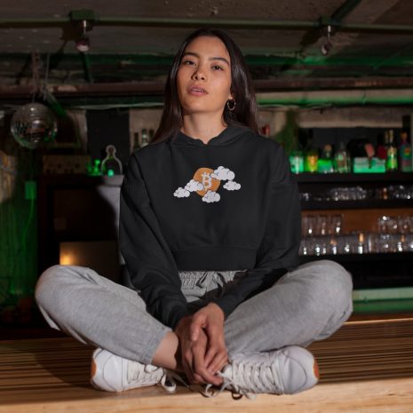 Bitcoin Moon Womens Black Crop Hoodie