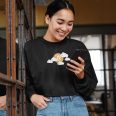 Bitcoin Moon – Women's Black Crop Sweatshirt