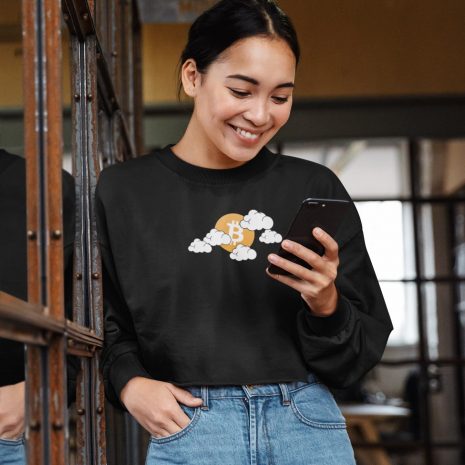 Bitcoin Moon – Women's Black Crop Sweatshirt
