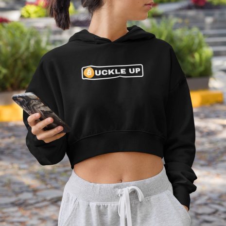 Bitcoin buckle up – Women's Black Crop Hoodie