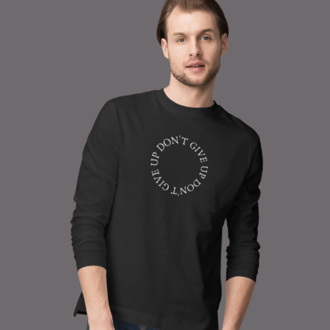 Don't Give Up - Men's Black Long Sleeve Fitted T-shirt