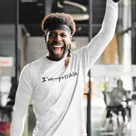 I'm Possible- Men's White Long Sleeve Fitted T-shirt I'm Possible- Men's White Long Sleeve Fitted T-shirt