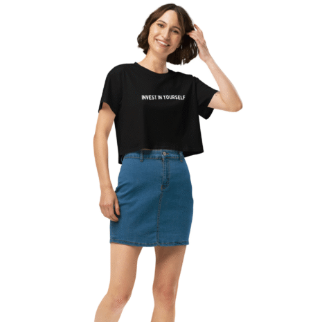 Invest in yourself - Women's Crop Top (Black) Invest-in-yourself-Womens-Crop-Top-Black