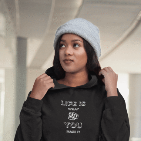 Life is what you make it - Women's Crop Hoodie (Black)