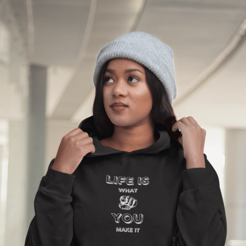 Life is what you make it - Women's Crop Hoodie (Black)