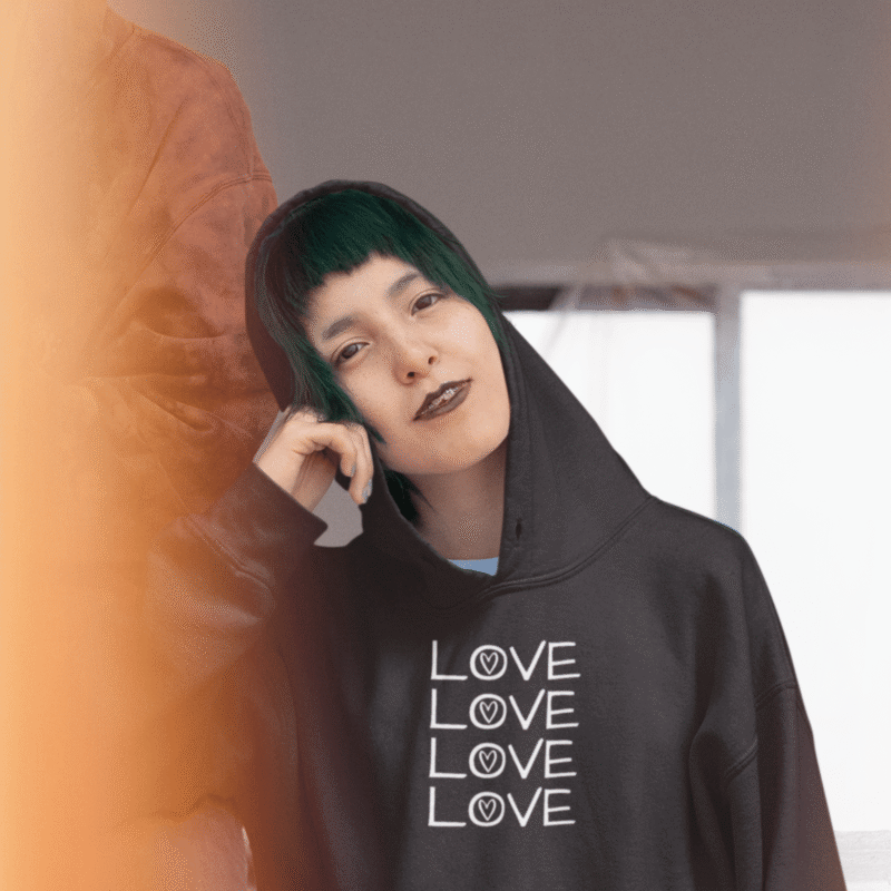 Love love love love - Women's Crop Hoodie (Black)