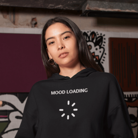 Mood Loading- Women's Crop Hoodie (Black)