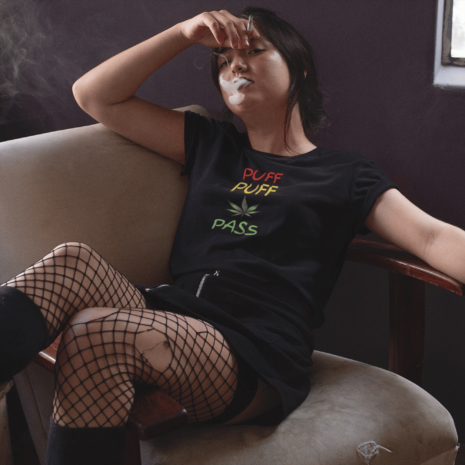 Puff Puff Pass Marijuana Leaf - Unisex T-Shirt 1- Fun, Playful