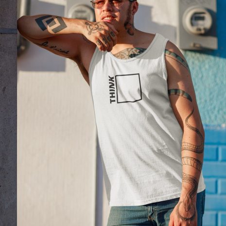 Think Outside The Box- Men's White Tank Top Think Outside The Box- Men's White Tank Top