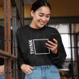 Think Outside The Box Womens Black Crop Sweatshirt