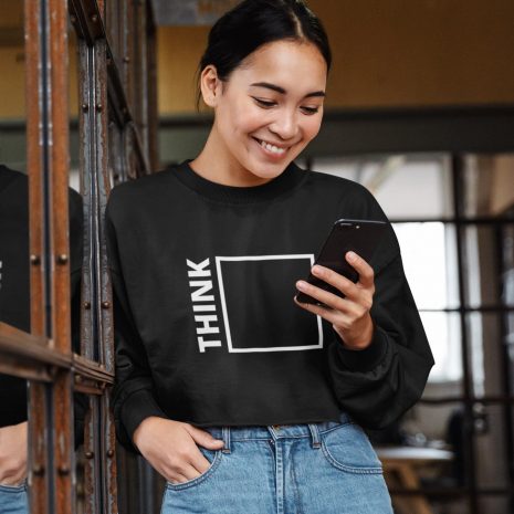 Think Outside The Box Womens Black Crop Sweatshirt