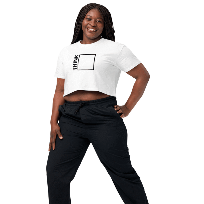 Think outside the box- Women’s Crop Top (White) Think outside the box- Women's Crop Top (White)