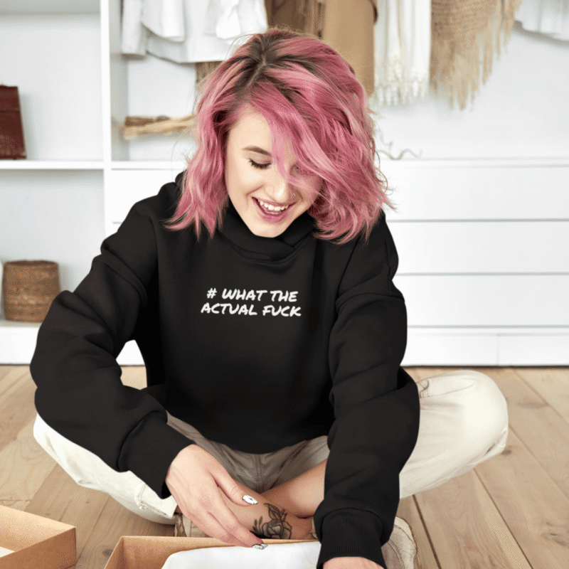 What the actual fck - Women's Crop Hoodie (Black)