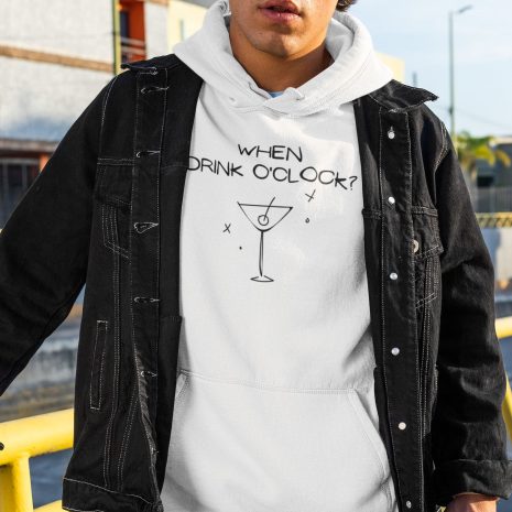 When Drink O'clock Cocktail Unisex White Hoodie When Drink O'clock Cocktail Unisex White Hoodie