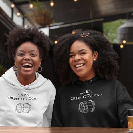 When Drink O'clock Keg- Unisex Black & White Hoodie's When Drink O'clock Keg- Unisex Black & White Hoodie's