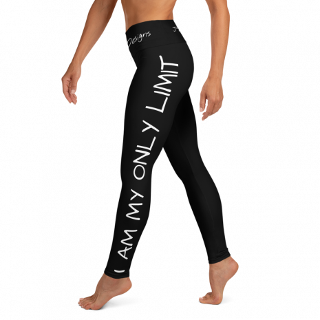 Motivational Black Yoga Leggings For Women - I am my only limit Motivational Black Yoga Leggings For Women - I am my only limit