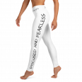 Motivational White Yoga Leggings For Women - Focused and fearless