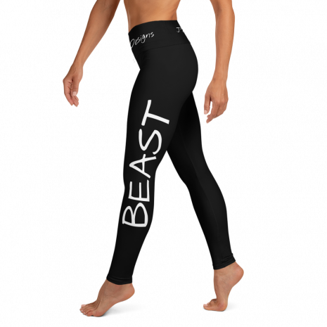 Motivational Black Yoga Leggings For Women - Beast Motivational Black Yoga Leggings For Women - Beast