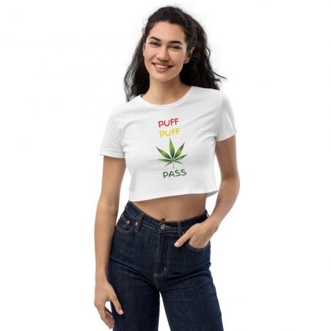 puff puff pass weed marijuana leaf womens white crop top puff puff pass weed marijuana leaf womens white crop top