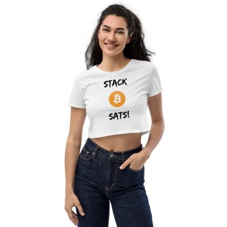 Bitcoin stack sats womens white crop top Bitcoin stack sats womens white crop top