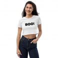 Boo halloween womens black crop sweatshirt