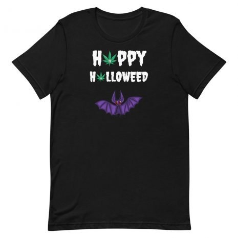 unisex-staple-t-shirt-black-front-613faa5b927e5.jpg Happy Halloweed Bat