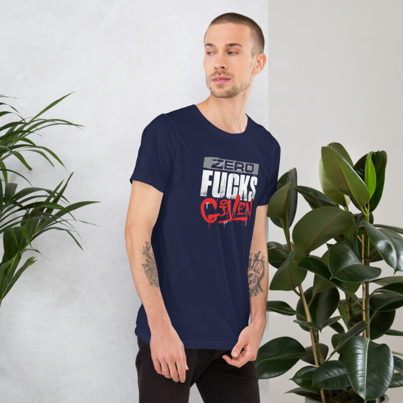 unisex-staple-t-shirt-navy-right-68f8b281ea68a Zero fcks given - Unisex T-shirt