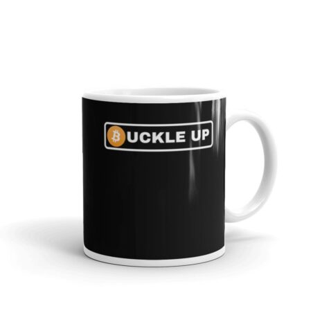 Bitcoin Buckle Up - Black Glossy Mug 1- Playful, Fun