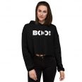 Boo halloween womens black crop hoodie