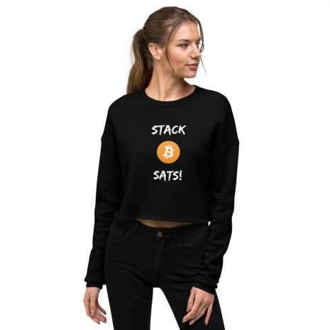 Bitcoin stack sats crypto womens black crop sweatshirt Bitcoin stack sats crypto womens black crop sweatshirt