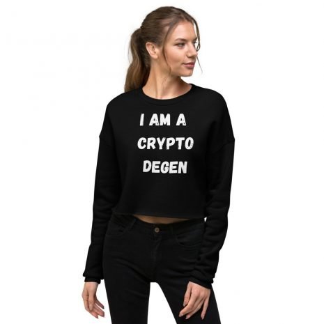 Bitcoin crypto degen womens black crop sweatshirt Bitcoin crypto degen womens black crop sweatshirt