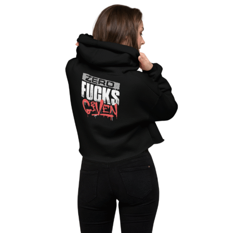 zero fucks given (2) black crop hoodie Zero Fcks Given - Women's Crop Hoodie (Black)